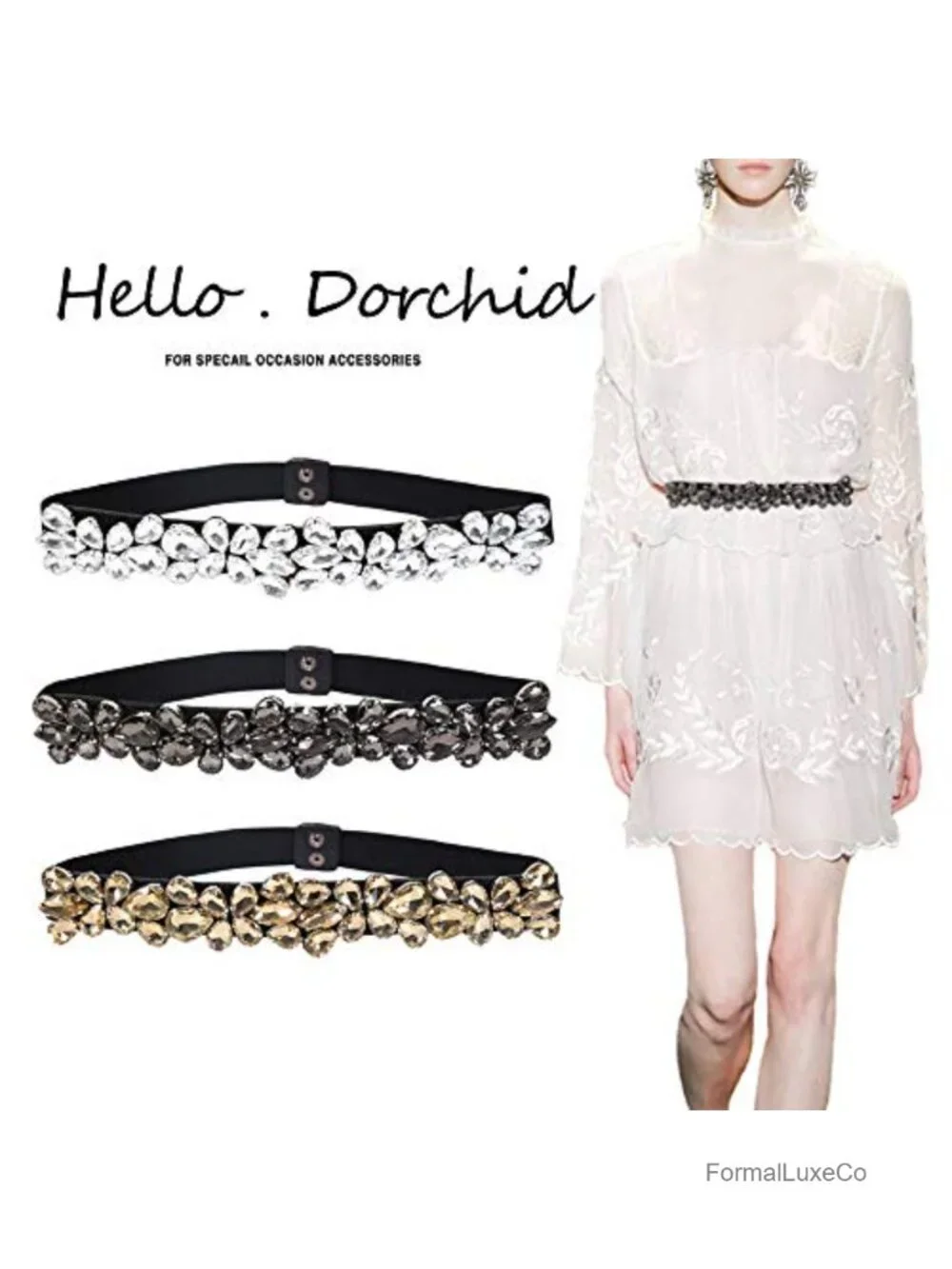 Rhinestone Elastic Waist Belt for Women Gifts